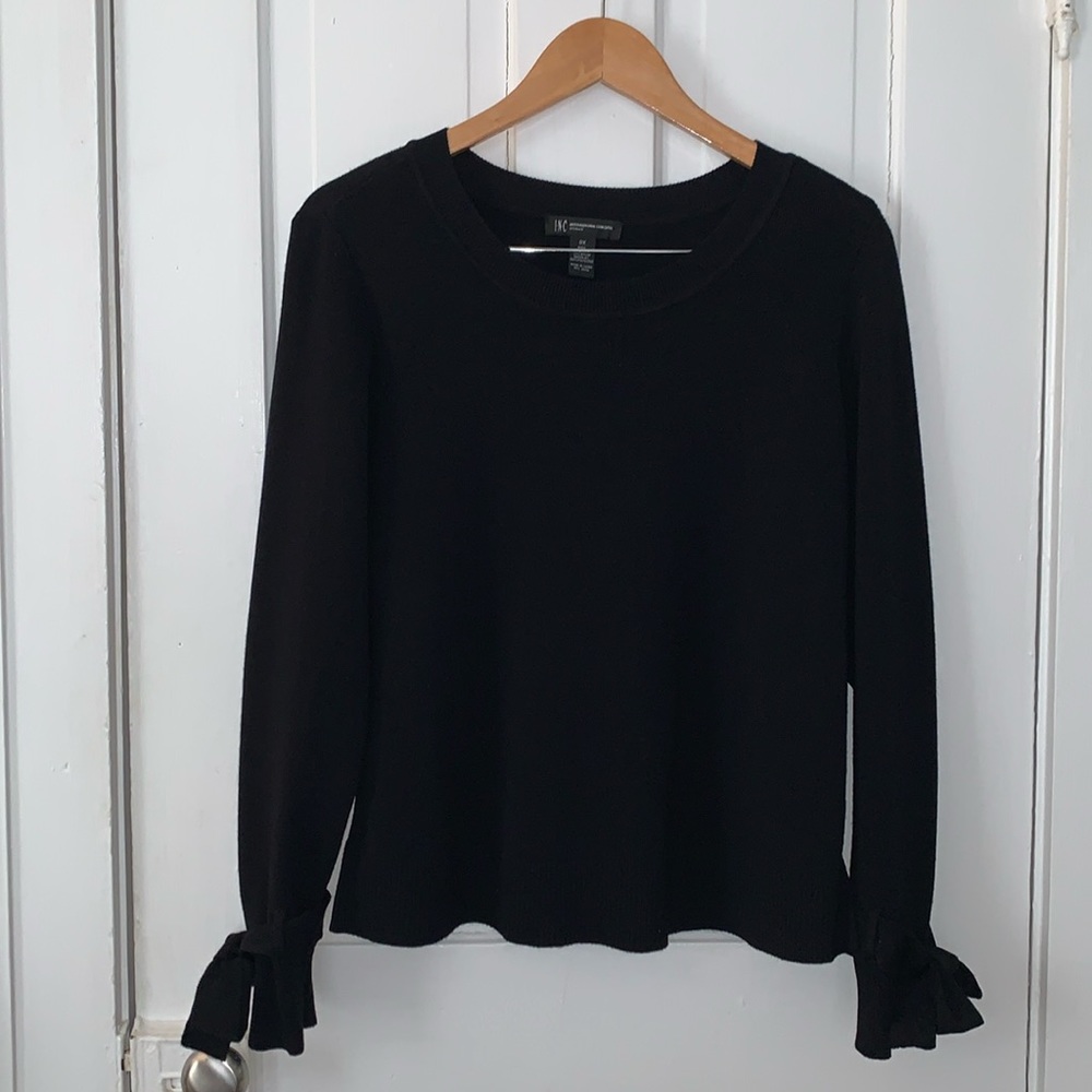 INC BLACK SWEATER WITH BOW CUFFS